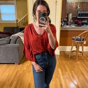 Anama Bell Sleeve Flowy Statement Top